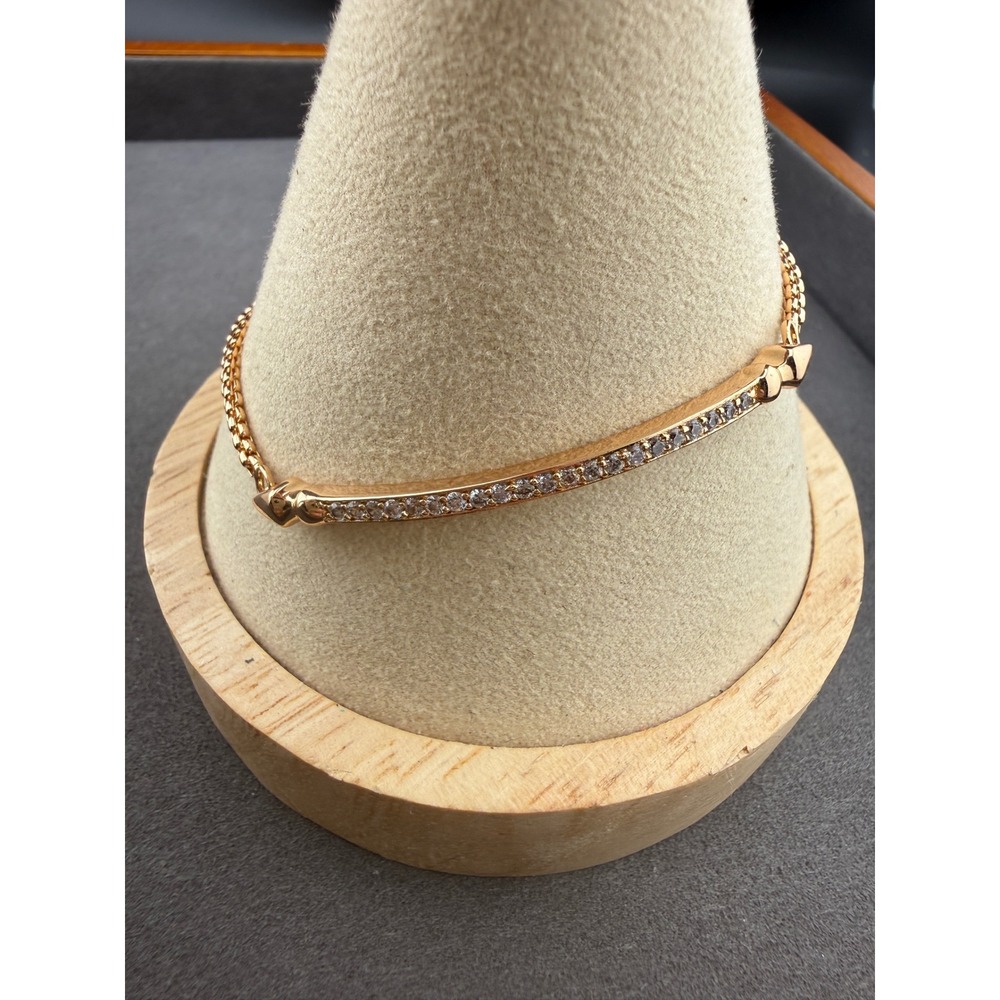 Kendra Scott Adjustable Bar Bracelet Pave Crystals Gold Tone Old money